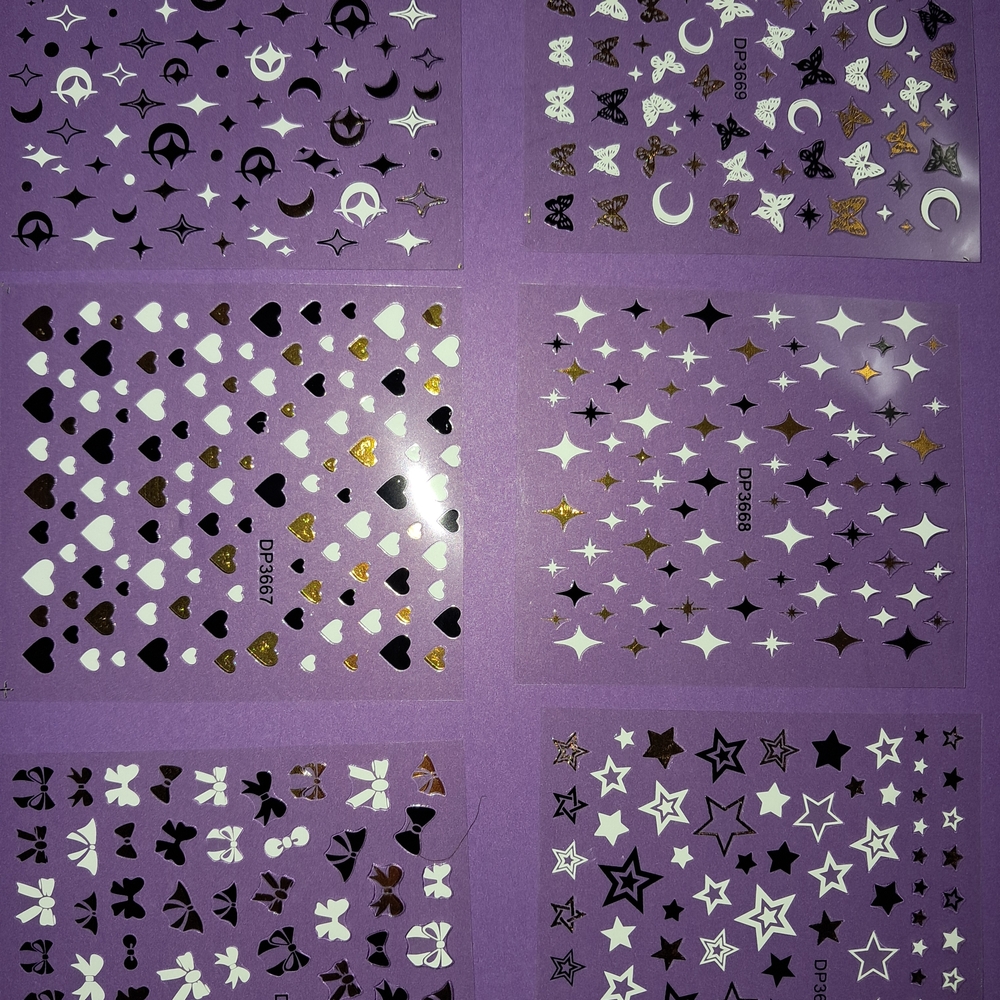 Assorted Nail Art Stencils with Hearts and Stars